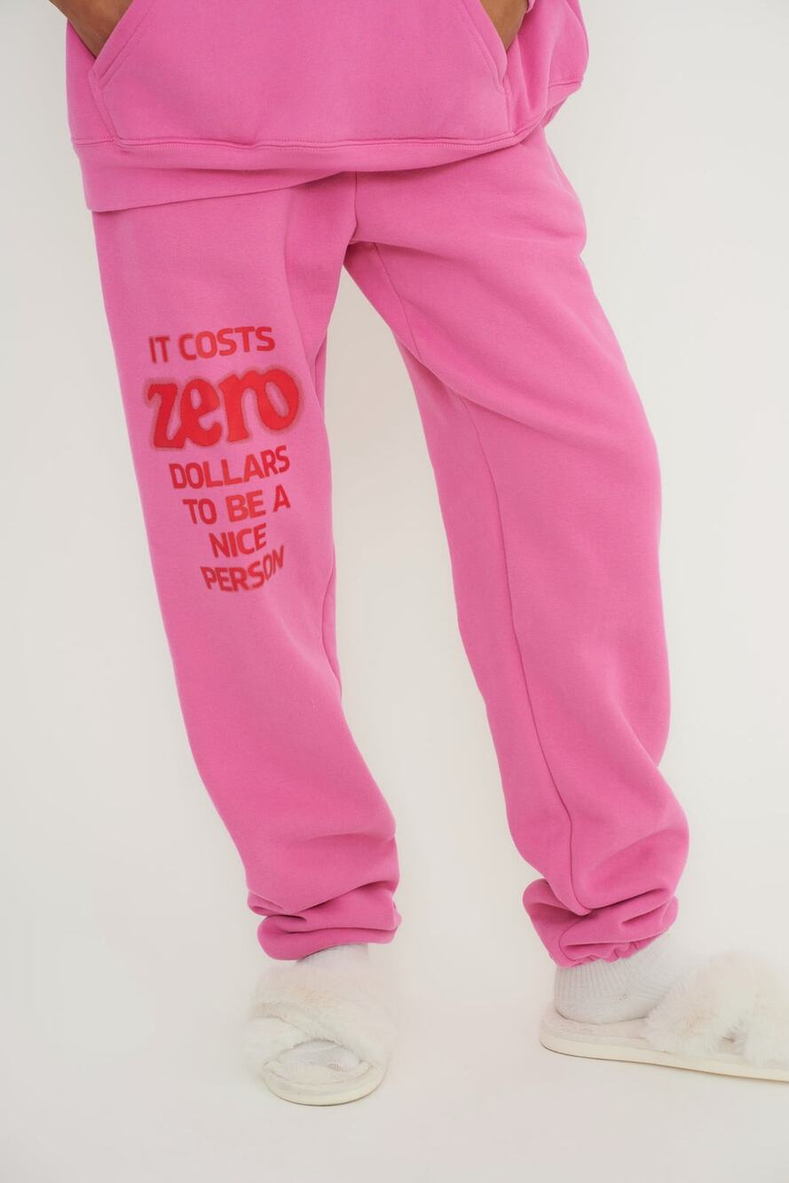 The Mayfair Group It Costs 000 To Be A Nice Person Pink Sweatpants size Medium